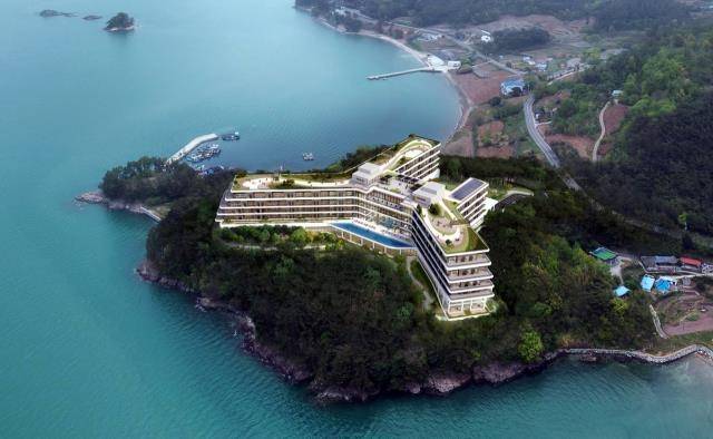 An aerial view of the Hotel Shilla Monogram in Namhae [NAMHAE COUNTY OFFICIAL]