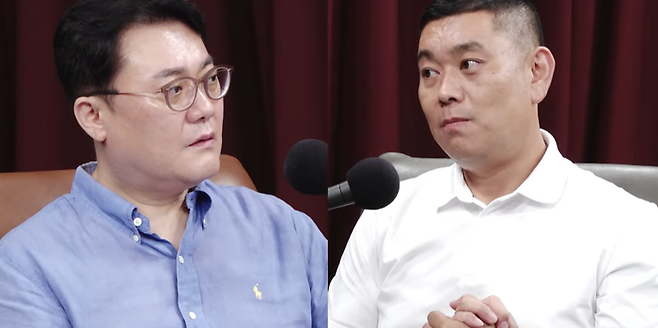 유튜브 채널 ‘엄튜브’에서 ‘불행한 죽음’과 관련한 의견을 나누는 (왼쪽부터)엄성섭 앵커, 김새별 대표. [사진 출처 = 유튜브 채널 ‘엄튜브’ 캡처]