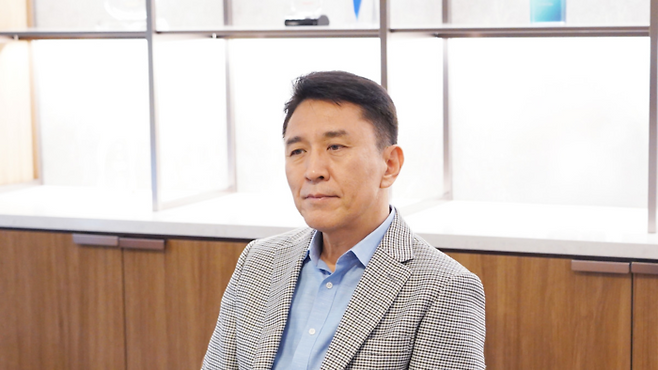 강성철 대동모빌리티 부사장이 로봇 플랫폼 개발 계획에 대해 설명하고 있다. [이호준 기자]