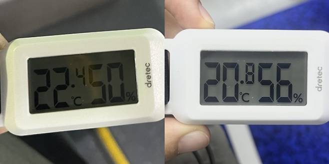 지난 5월 한 달간 접수된 지하철 냉난방 관련 민원은 11만건을 넘었다. 사진은 서울 지하철 객실 내 온도를 측정한 모습. /사진=김혜원 기자