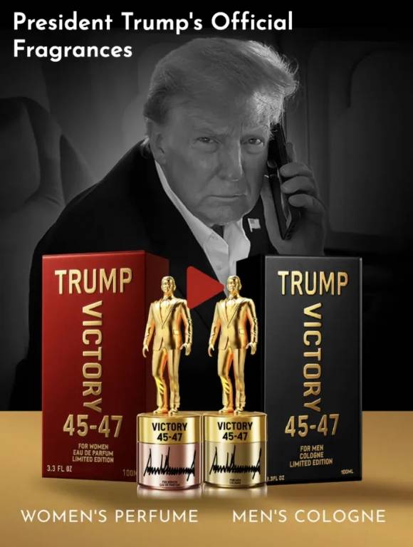 도널드 트럼프 미 대통령이 1일(현지시각) 발매 소식을 알린 트럼프 향수. 트럼프 프래그넌스 홈페이지 캡처.
