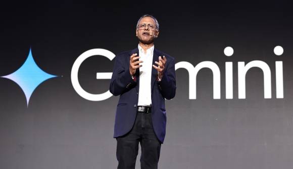 마니쉬 굽타 구글 딥마인드 시니어 디렉터가 2일 오후 서울 강남구 조선팰리스에서 열린 ‘구글 포 코리아’에서 축사를 하고 있다. 뉴스1