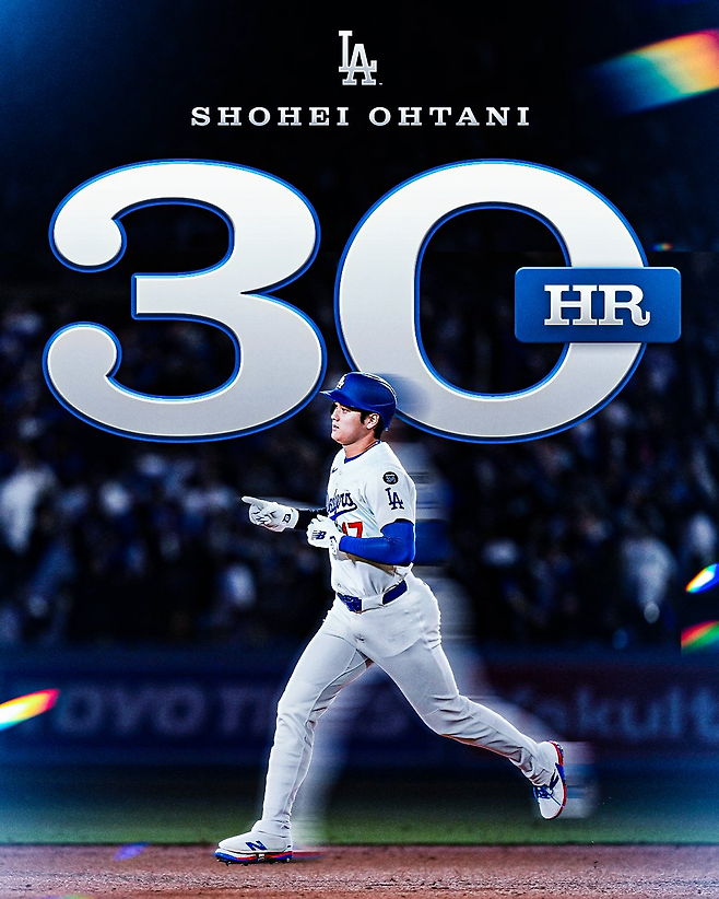 LA 다저스 오타니 쇼헤이가 2일 시카고화이트삭스전에서 시즌 30호 홈런을 날렸다. MBB SNS