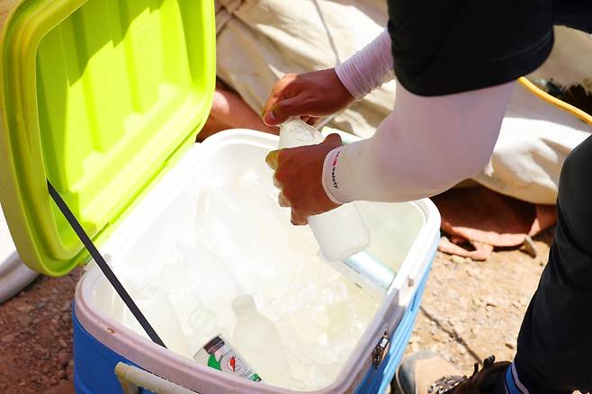 건설현장에 비치된 아이스박스 [촬영 박세진]