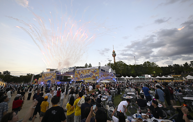 2일 오후 대구 달서구 두류공원 2.28자유광장에서 열린 '2025 대구치맥페스티벌' 개막식에서 시민들이 즐거운 시간을 보내고 있다. 이윤호기자 yoonhohi@yeongnam.com