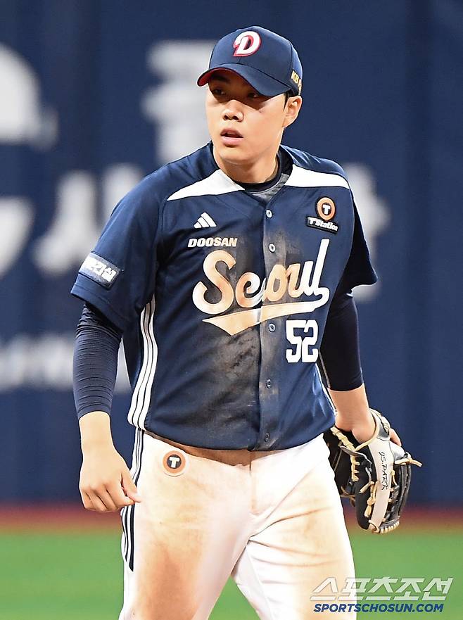 22일 서울 고척스카이돔에서 열린 두산-키움전. 2루수로 선발 출전한 박준순. 고척=정재근 기자 cjg@sportschosun.com/2025.4.22/