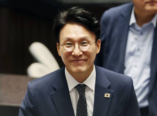 Prime Minister nominee Kim Min-seok walks out of the National Assembly in western Seoul on July 3 after a vote on his confirmation. [YONHAP]