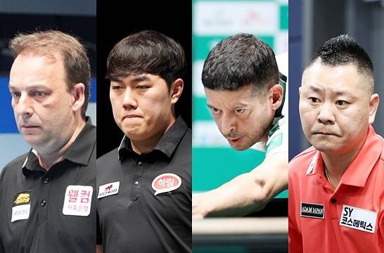 25/26시즌 2차전 ‘하나카드 PBA-LPBA챔피언십’에서도 가슴 졸이는 승부치기가 속출했다. (왼쪽부터) 산체스와 김준태는 웃었고, 초클루와 서현민은 고배를 마셨다. (사진=PBA)