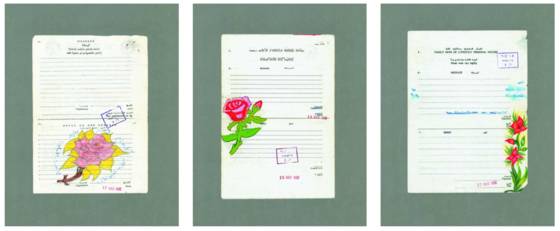 1997년 이스라엘군과 맞서 싸운 레바논 민병대 소년의 편지를 촬영한 작품 ‘네루다의 꽃’. [사진 스페르- 젬러(Sfeir-Semler) 갤러리 웹사이트]