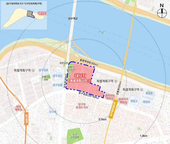 압구정 4구역 대상지 위치. 사진 서울시