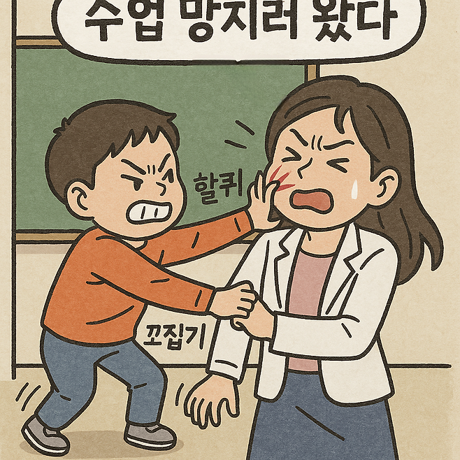 초등학교 학생과 선생님의 모습. [챗GPT를 통해 제작]