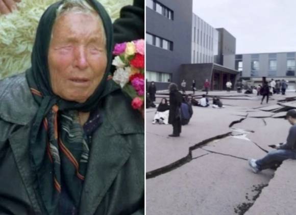 왼쪽은 불가리아 출신의 시각장애인 예언가 바바 반가, 오른쪽은 2024년 1월 1일 일본 이시카와현 와지마시에서 지진 발생으로 땅에 균열이 나 있는 모습. AP 연합뉴스