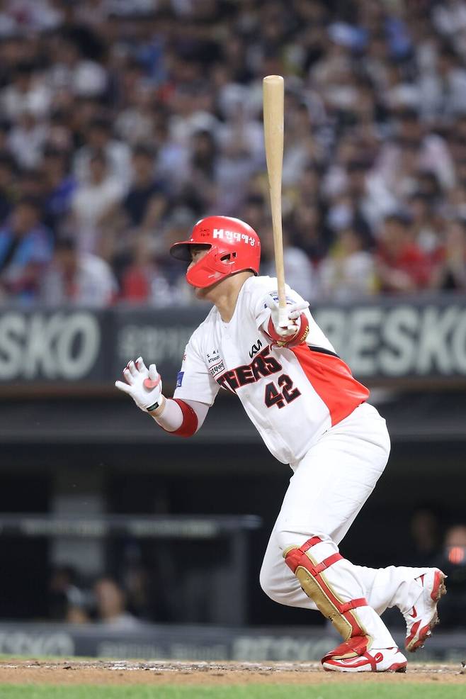 ▲ 8회 극적인 결승 2타점 적시타를 때린 김태군 ⓒKIA타이거즈