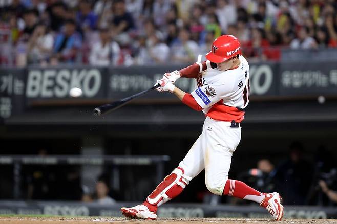 ▲ 8회 동점 적시타를 때린 최원준 ⓒKIA타이거즈