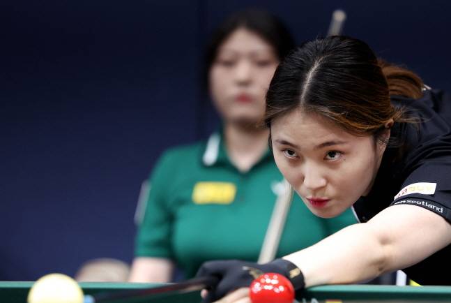 강지은이 스트로크를 준비하고 있다. /사진=PBA 투어 제공