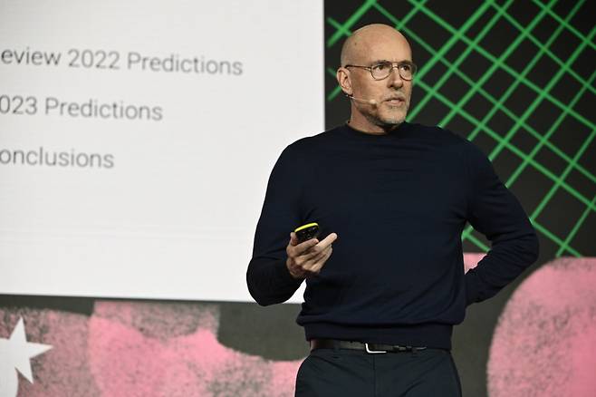 2023년 독일 뮌헨에서 열린 'DLD 뮌헨 컨퍼런스 2023'에서 연사로 등장한 스콧 갤러웨이. /사진제공=Picture Alliance for DLD / Hubert Burda Media