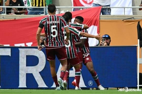 5일 오전 4시(한국시간) 미국 플로리다주 올랜도의 캠핑 월드 스타디움에서 열린 2025 국제축구연맹(FIFA) 클럽월드컵 8강 경기 중 결승골 넣고 기뻐하는 플루미넨시. /AFPBBNews=뉴스1