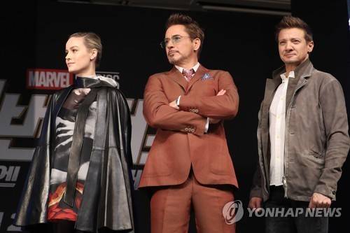 2019년 4월 영화 '어벤져스: 엔드게임' 내한 기자간담회에 참석한 배우들  [연합뉴스 자료사진. 재판매 및 DB금지]