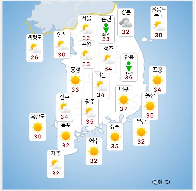 ⓒ기상청: 내일(7일) 오후 날씨