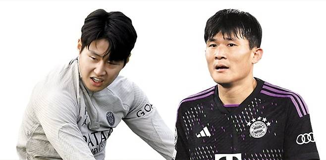 프랑스 파리 생제르멩 소속 이강인(왼쪽)과 독일 바이에른 뮌헨의 김민재/조선일보DB