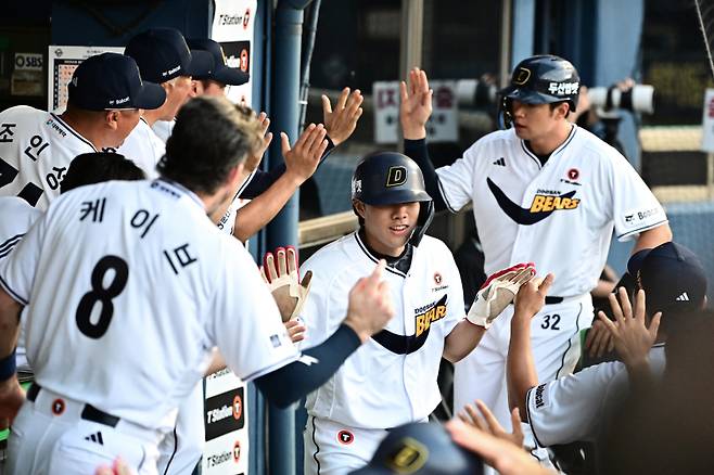 두산 김재환-박준순. 두산 제공