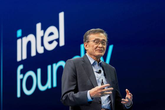 Intel's CEO Lip-Bu Tan speaks at the company's Annual Manufacturing Technology Conference in San Jose, California, U.S. April 29, 2025. [REUTERS/YONHAP]