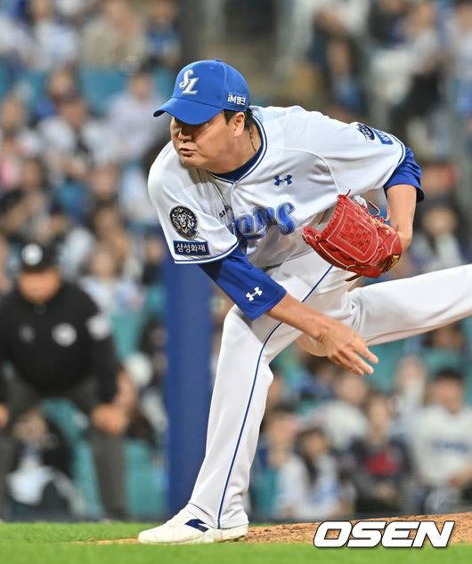 [OSEN=대구, 이석우 기자] 29일 대구삼성라이온즈파크에서 2025 신한 SOL 뱅크 KBO 리그 삼성 라이온즈와 롯데 자이언츠의 경기가 열렸다. 홈팀 삼성은 최원태가, 방문팀 롯데는 박세웅이 선발 출전했다. 삼성 라이온즈 김태훈이 역투하고 있다. 2025.05.29 / foto0307@osen.co.kr