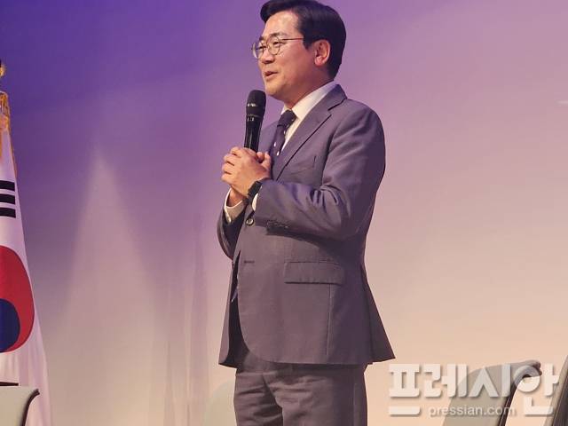 ▲5일 나주 문화예술회관에서 박찬대 더불어민주당 당대표 후보가 발언하고 있다.2025.07.05ⓒ프레시안(김보현)