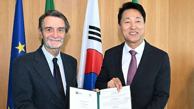 오세훈 서울시장, 아틸리오 폰타나 롬바르디아주지사 (사진=서울시 제공, 연합뉴스)