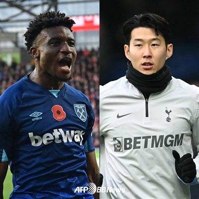 모하메드 쿠두스(왼쪽)와 손흥민. /AFPBBNews=뉴스1