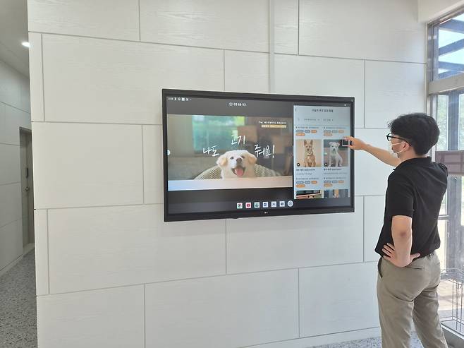 보호동물 정보를 볼 수 있는 터치 디스플레이 [제주도 제공. 재판매 및 DB 금지]