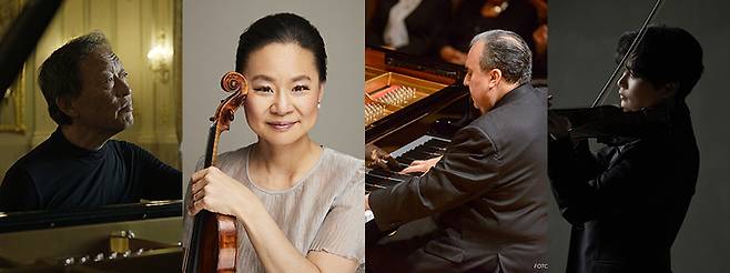 정명훈,바이올리니스트 미도리,피아니스트 예핌 프론프만,바이올리니스트 양인모. /유니버설·대구콘서트하우스 제공