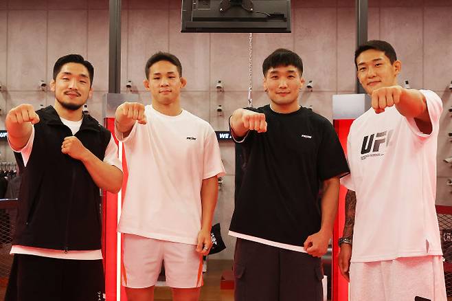 UFC 무대를 누비는 차세대 코리안 파이터들. 왼쪽부터 밴텀급 유수영, 플라이급 박현성. 밴텀급 이창호. 페더급 유주상. 사진=이석무 기자