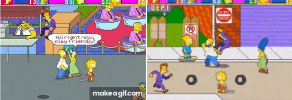 만화적인 그래픽과 부드러운 움직임, 원작의 느낌을 잘 살린 심슨 게임. 코나미 대박이다