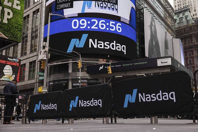 지난 4월 14일, 뉴욕의 나스닥 마켓사이트 전경. [AP]