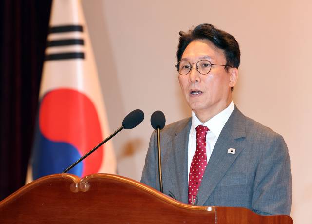 김민석 국무총리가 7일 정부세종청사 대강당에서 열린 취임식에서 취임사를 하고 있다. 연합뉴스