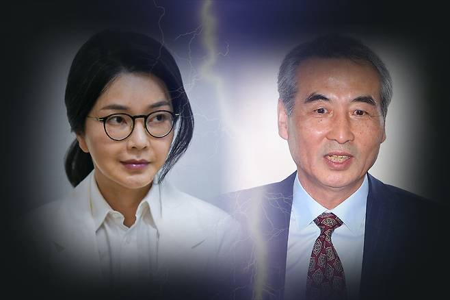 (왼쪽)김건희 여사의 각종 의혹에 대한 수사를 진행하고 있는 (오른쪽)민중기 특별검사 ⓒ시사저널 양선영 디자이너·연합뉴스