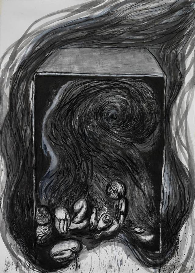 엄소영, untitled, 150×214cm, 합지 위에 먹, 2025