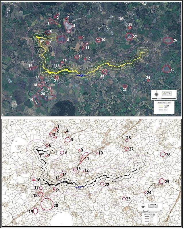 제주 수산동굴 종합정비 기본계획 수립용역보고서(P27. P51), 21번이 사려물이고 수산굴이 지나는 지역이다. / 사진=오은주