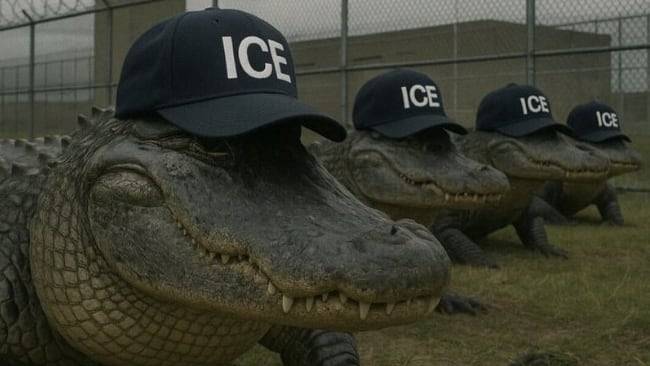 미국 국토안보부가 악어와 ICE 모자를 합성해 올린 페이스북 게시물