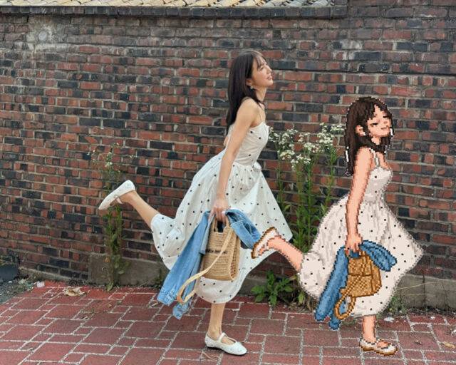 윤은혜가 자신과 닮은 픽셀 사진에 즐거워했다. / 윤은혜 소셜미디어 캡처