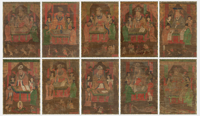 총 10폭으로 된 시왕도. [국가유산청·국외소재문화유산재단]