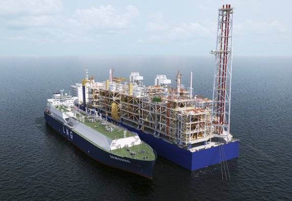삼성중공업이 개발한 심해용 부유식 액화천연가스 생산설비(FLNG) 표준 모델. 삼성중공업 제공