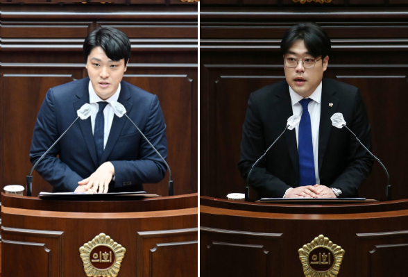 국민의힘 이준호(왼쪽), 더불어민주당 반선호 부산시의원이 지난 8일 박형준 시정 평가 토론회 이후 온라인에서 설전을 주고 받았다. 부산일보DB