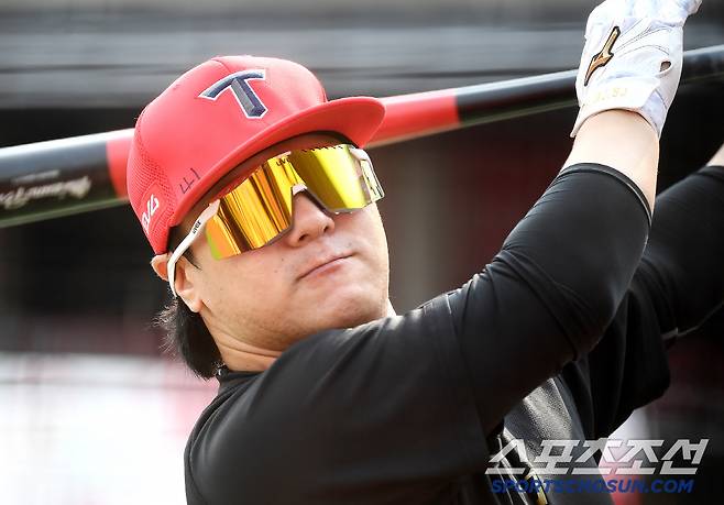 21일 수원 KT위즈파크에서 열린 KIA-KT전. KIA 김선빈이 경기 전 훈련하고 있다. 수원=정재근 기자 cjg@sportschosun.com/2025.5.21/