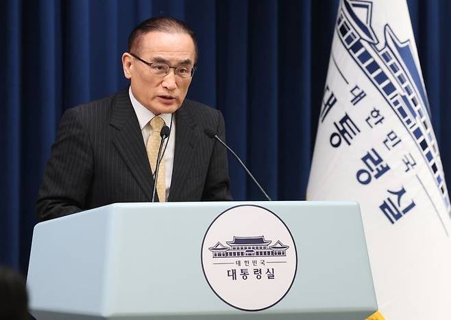 미국에서 귀국한 위성락 국가안보실장이 9일 용산 대통령실에서 방미 결과에 관해 브리핑하고 있다. ⓒ연합뉴스