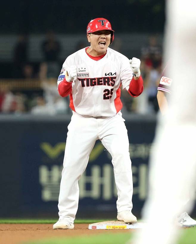 ▲ 타점을 올린 후 기뻐하는 이우성 [KIA 타이거즈]