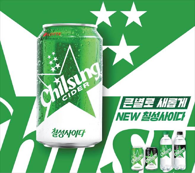 출시 75주년을 맞아 새롭게 리뉴얼된 칠성사이다 패키지.  롯데칠성음료 제공