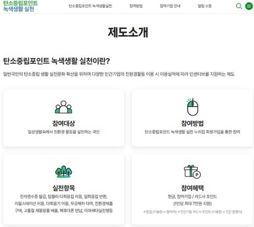 탄소중립실천포인트 누리집 사진 캡처