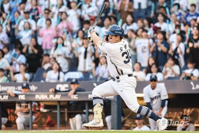 오영수는 10일 창원 삼성전에서 결승타를 쳤다. 사진=NC 제공